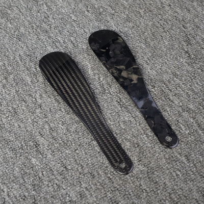 Carbon Fiber Shoe Horn detail view with carbon fiber texture and premium finish